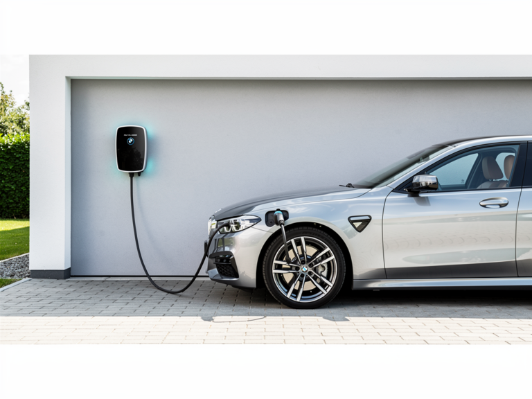 BMW Wallbox 11kW Gen 3 Ladestation mit integriertem Typ 2 Kabel an der Wand