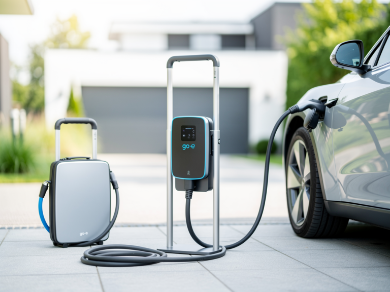Mobiler go-e Charger Gemini flex 22kW beim flexiblen Laden eines Elektroautos