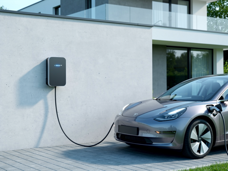 Praktischer Test der Heidelberg Energy Control 22 kW Wallbox für zuhause Heidelberg Energy Control 22 kW Wallbox montiert an Hauswand mit Ladekabel
