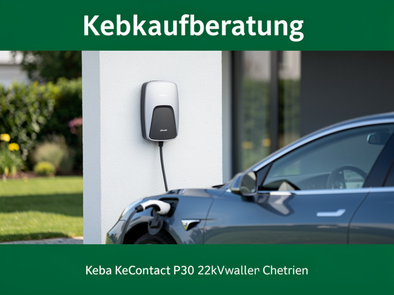 Keba P30 22kW Wallbox in moderner Garage mit Ladekabel und Display