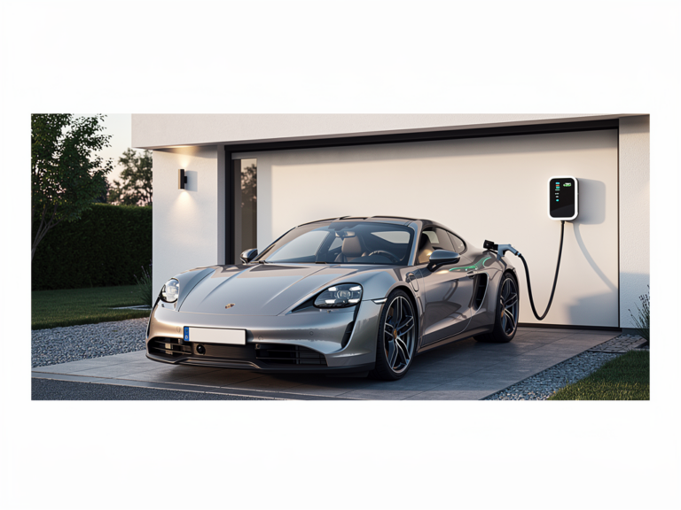Porsche Lademanagement System 22 kW Wallbox beim sicheren und schnellen Laden eines Elektroautos