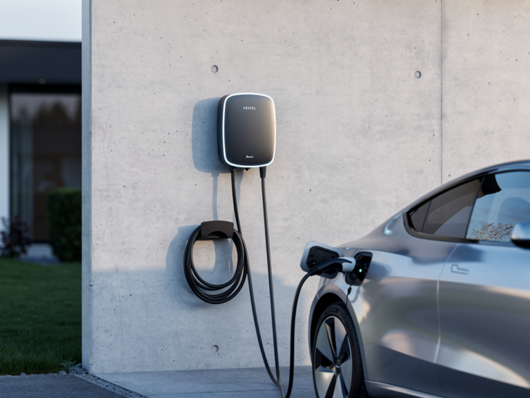 Vestel EVC04 11kW Test und Kaufberatung Preis-Leistung auf dem Prüfstand Vestel EVC04 11kW Wallbox zum Laden von Elektroautos in modernem Design
