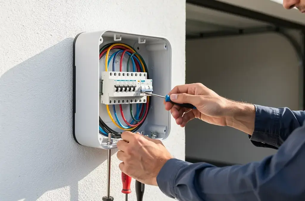 Wallbox Netzanschluss sicher installieren mit qualifiziertem Elektriker und FI-Schalter