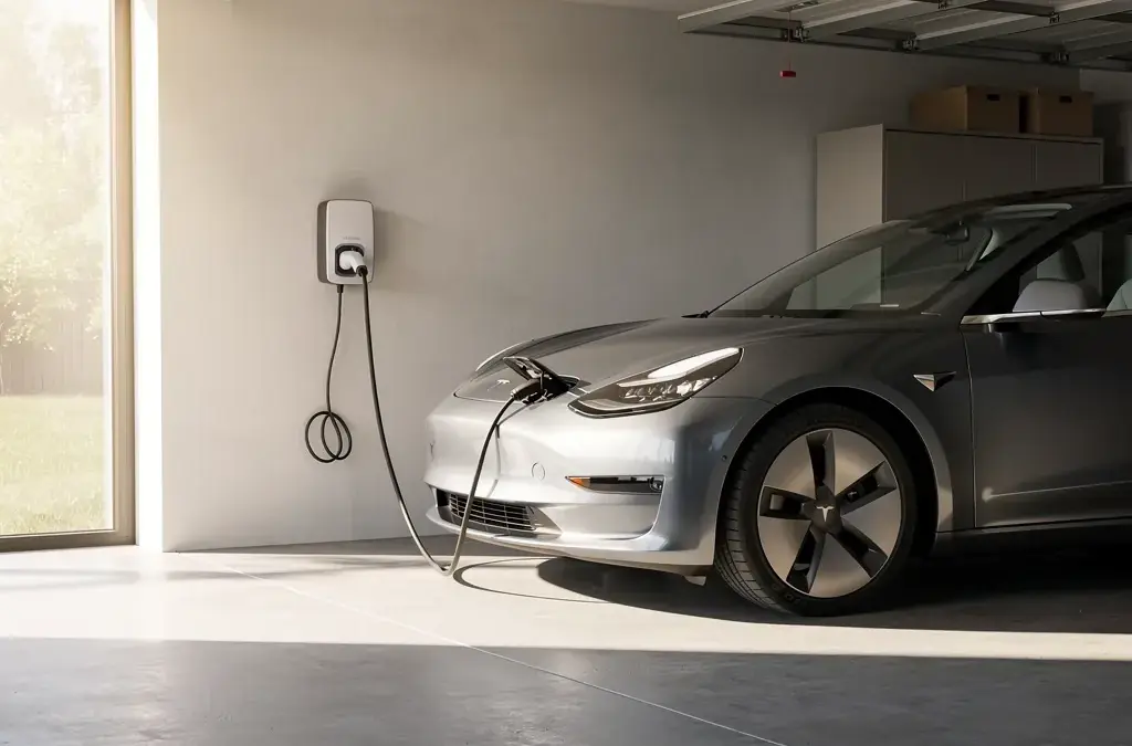 Wallbox lädt Elektrofahrzeug mit überschüssigem Solarstrom effizient auf